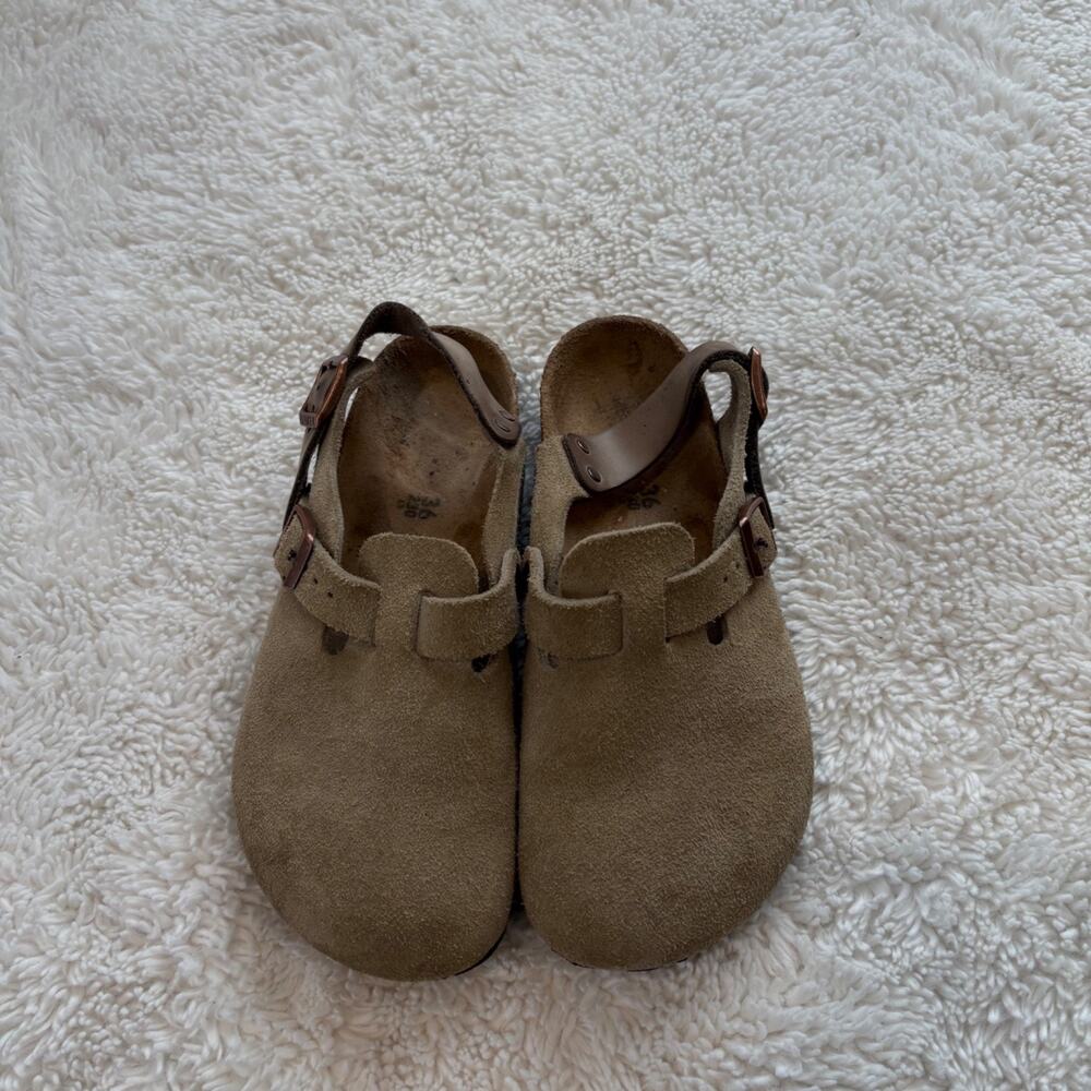Birkenstock Boston Suede Clogs Taupe 36 Soft Footbed Comfort Casual Boho Indie